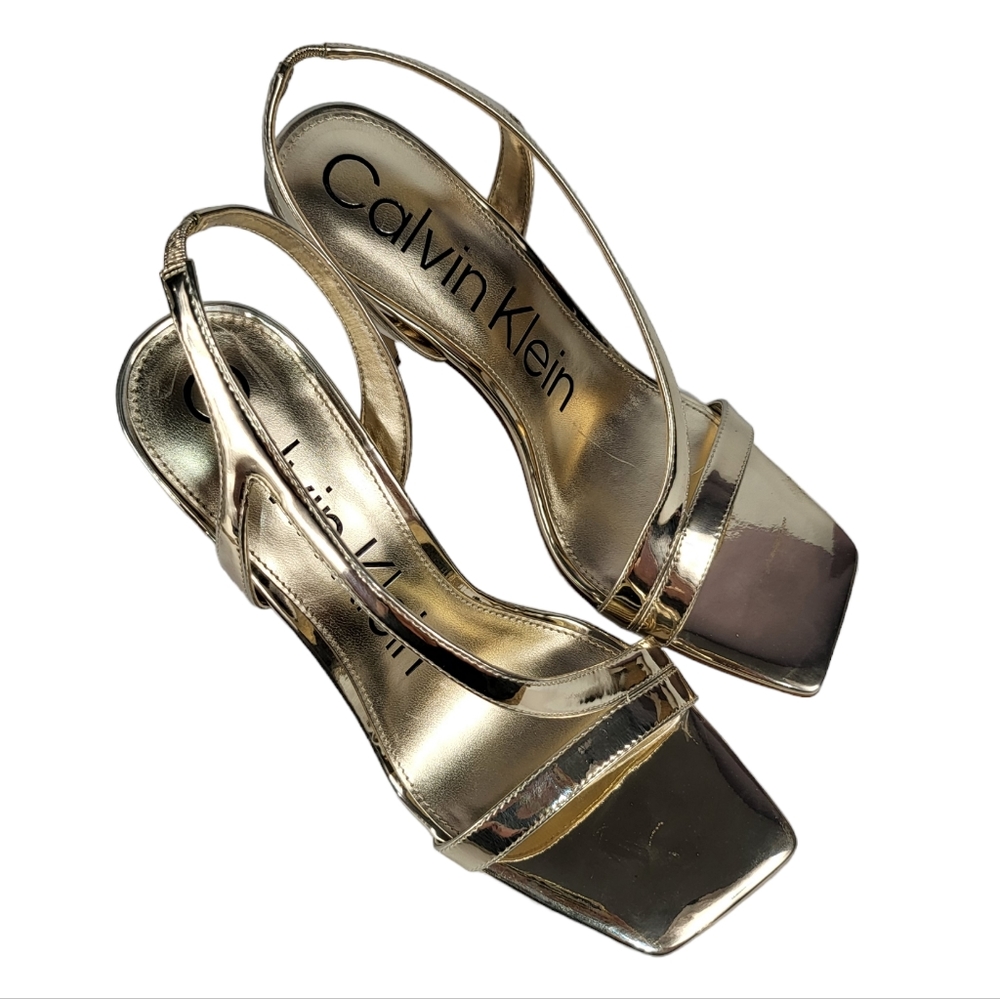 Calvin Klein Tallon Dress Sandals Gold 10 - Picture 3 of 4